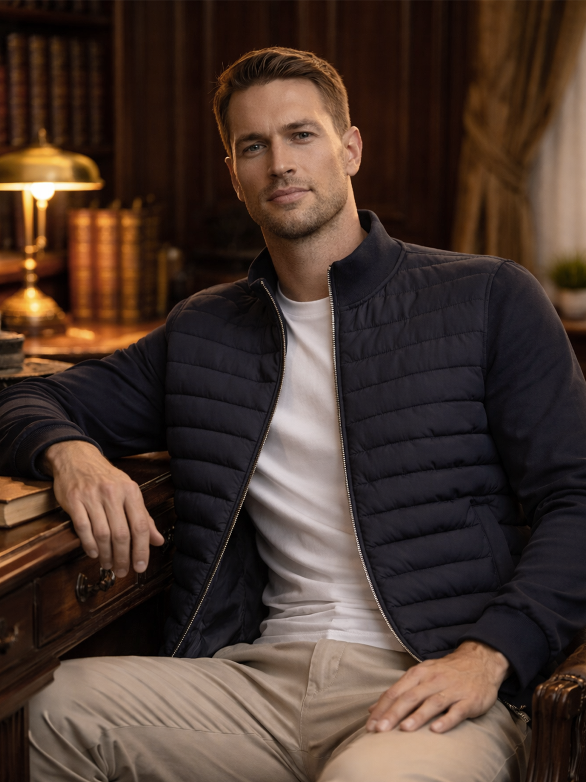 Leichte Herren Steppjacke mit Reißverschluss – Moderne Übergangsjacke Atmungsaktiv & Stylisch