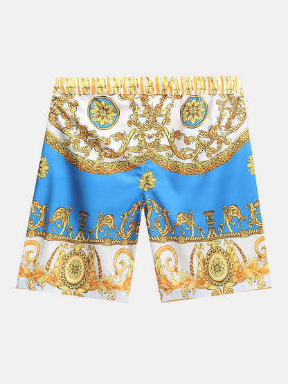Stylisches Sommer Set mit Barock-Print – Kurzarm Hemd & Shorts für Herren