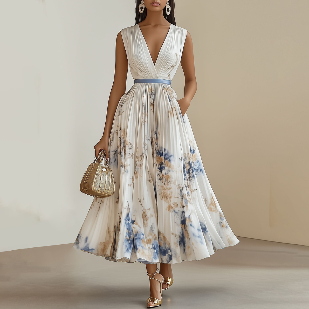 Élyviane - Elegantes Blumen-Ceremonienkleid in Blau und Weiß