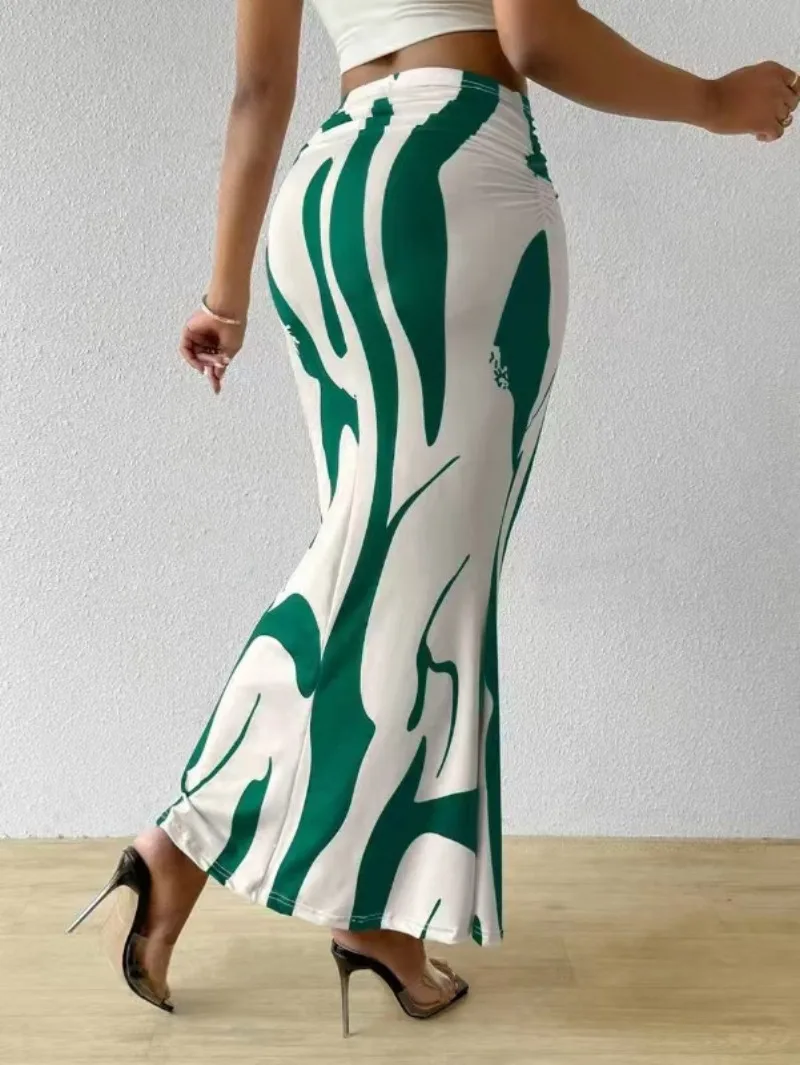 Figurbetonter Maxirock mit abstraktem Print für Damen – Eleganter High-Waist Rock für Sommer & Urlaub