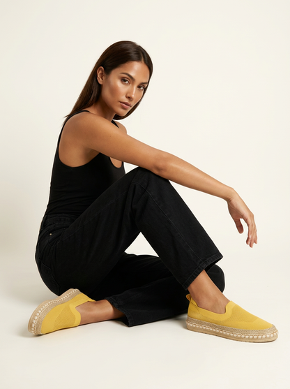 Bequeme Slip-On Espadrilles für Damen – Leichte Freizeit Schuhe mit geflochtener Sohle