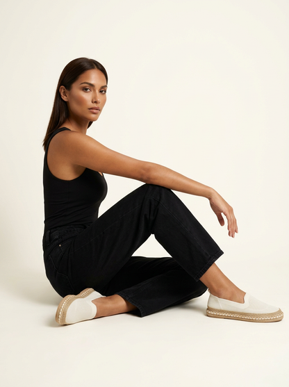Bequeme Slip-On Espadrilles für Damen – Leichte Freizeit Schuhe mit geflochtener Sohle