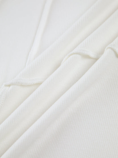 Langarm Top mit geripptem Design und figurbetontem Schnitt für Damen Modernes Basic Shirt