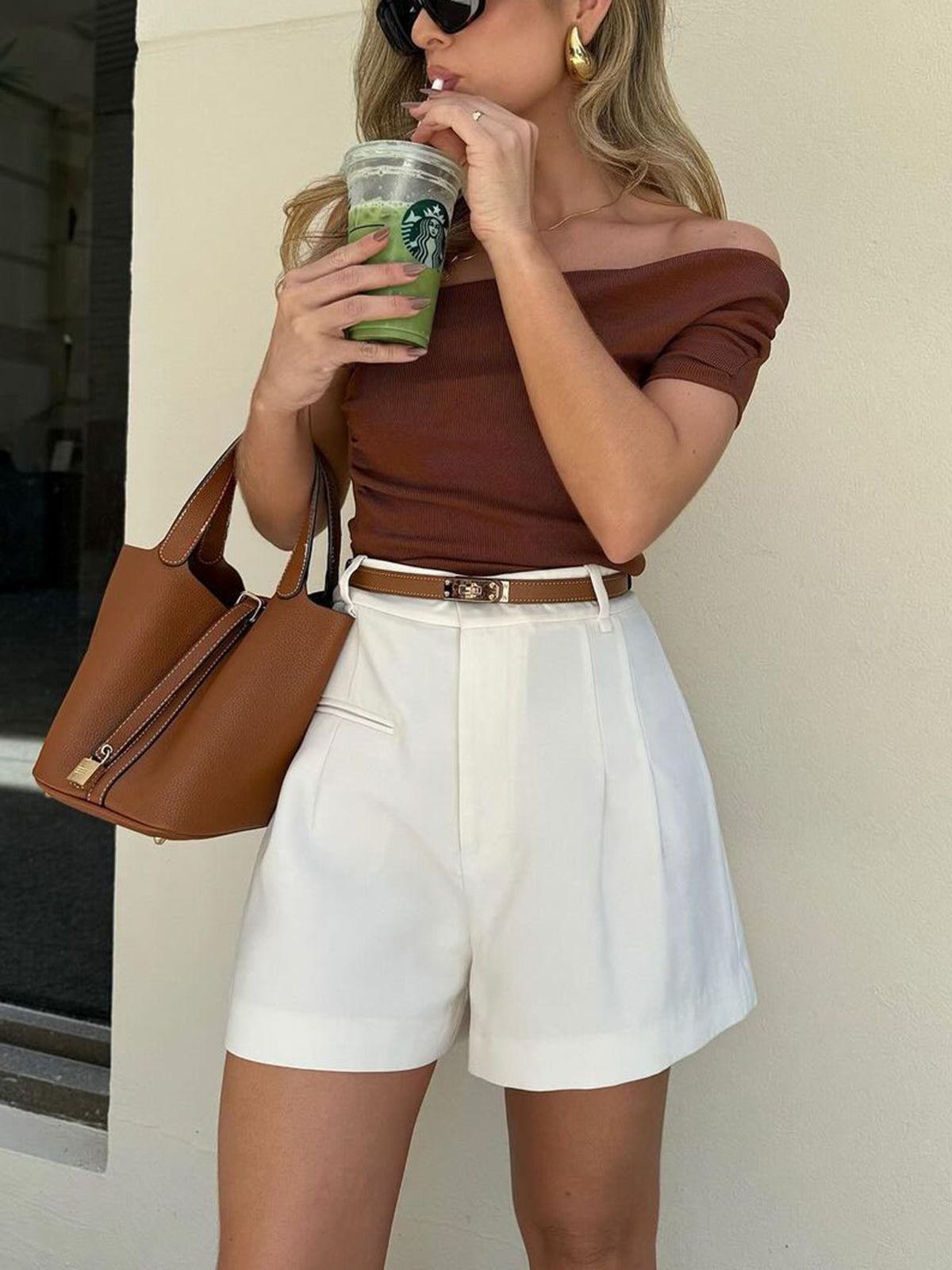 Elegante High-Waist Shorts für Damen – Business Casual Shorts mit lockerer Passform & Bügelfalte
