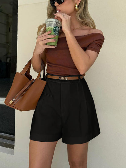 Elegante High-Waist Shorts für Damen – Business Casual Shorts mit lockerer Passform & Bügelfalte