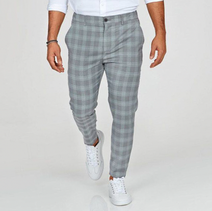 Karierte Slim Fit Stoffhose – Elegante Business Freizeithose für Herren
