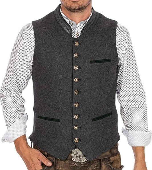 Elegante Herren Trachtenweste mit Stehkragen – Klassische Knopfleiste & Zeitloser Stil