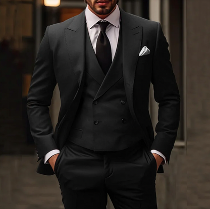 Eleganter Slim Fit Anzug mit Weste – Modernes Business & Hochzeits-Set für Herren