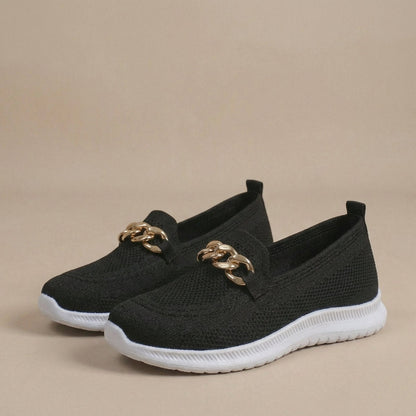 Bequeme Slip-On Sneaker für Damen – Leichte Mesh Schuhe mit Ketten-Detail & flexibler Sohle