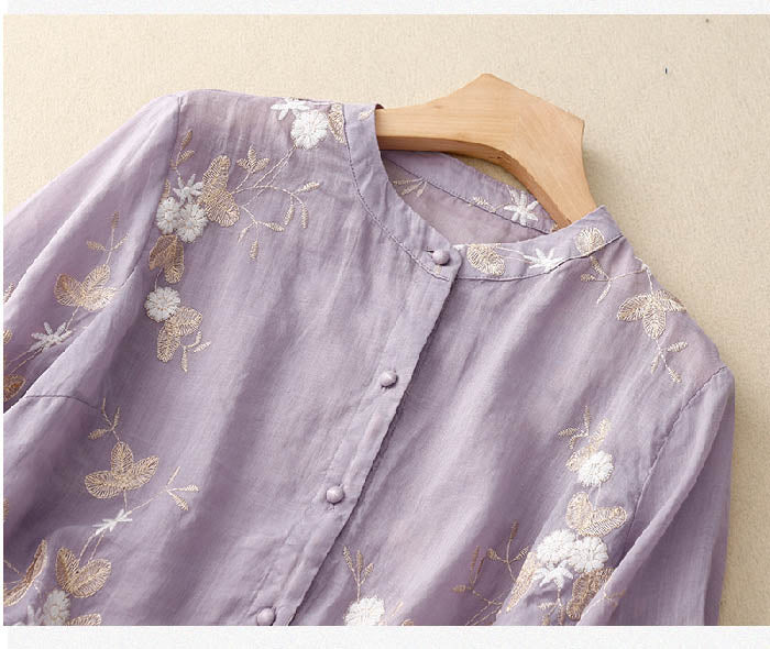 Elegante Damen Bluse mit Stickerei & Volantärmeln – Luftig & Feminin für Alltag & Anlass