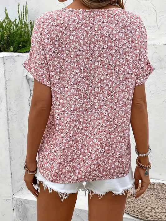 Sommerliche Damen Bluse mit floralem Print – Locker & Luftig für Alltag & Urlaub