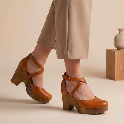 Bequeme Damen Plateau Pumps mit Riemchen – Elegante Blockabsatz Schuhe für Alltag & Büro