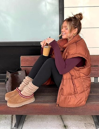 Oversized Steppweste mit Reißverschluss & Taschen – Warme, lässige Winterweste für Damen