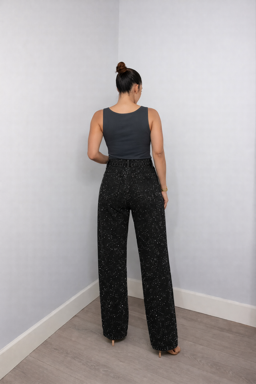 Nérine - Jean mit Pailletten, Hohe Taille und Geradem Bein für Frauen