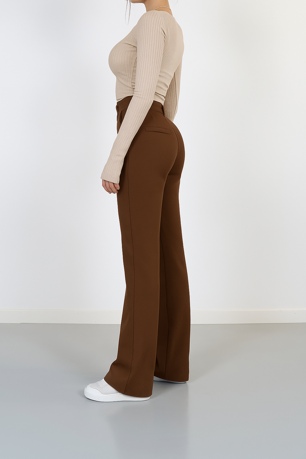 Floréa - Elegante Hochtaillierte Stretchhose mit Geradem Bein für Frauen