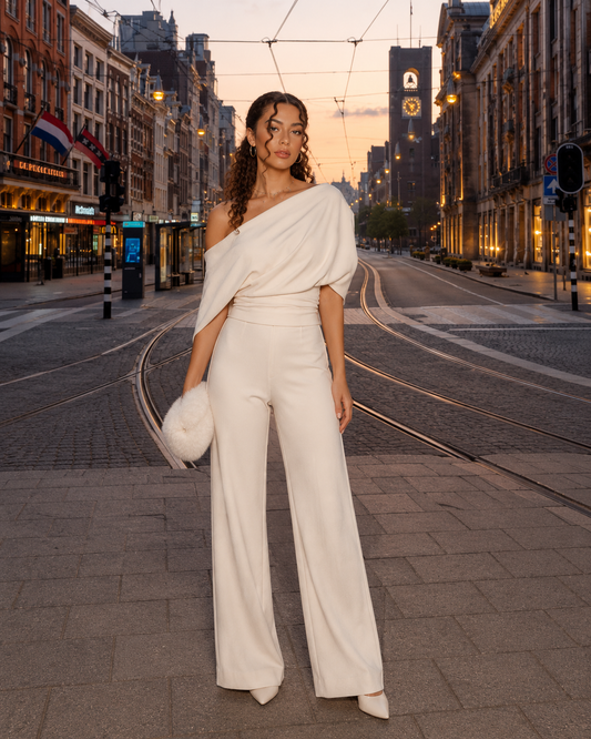 Eleganter Ein-Schulter Jumpsuit für Damen – Weit geschnittener Overall für Abend & besondere Anlässe
