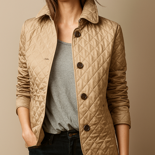 Virelia - Eleganter Frühlingsmantel aus Seide mit Karomuster, Knöpfen und Innenfutter im Burberry-Design
