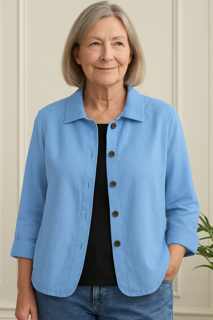 Leichte Leinen Bluse mit Knopfleiste & lockerem Schnitt für Damen – Atmungsaktiv & Elegant