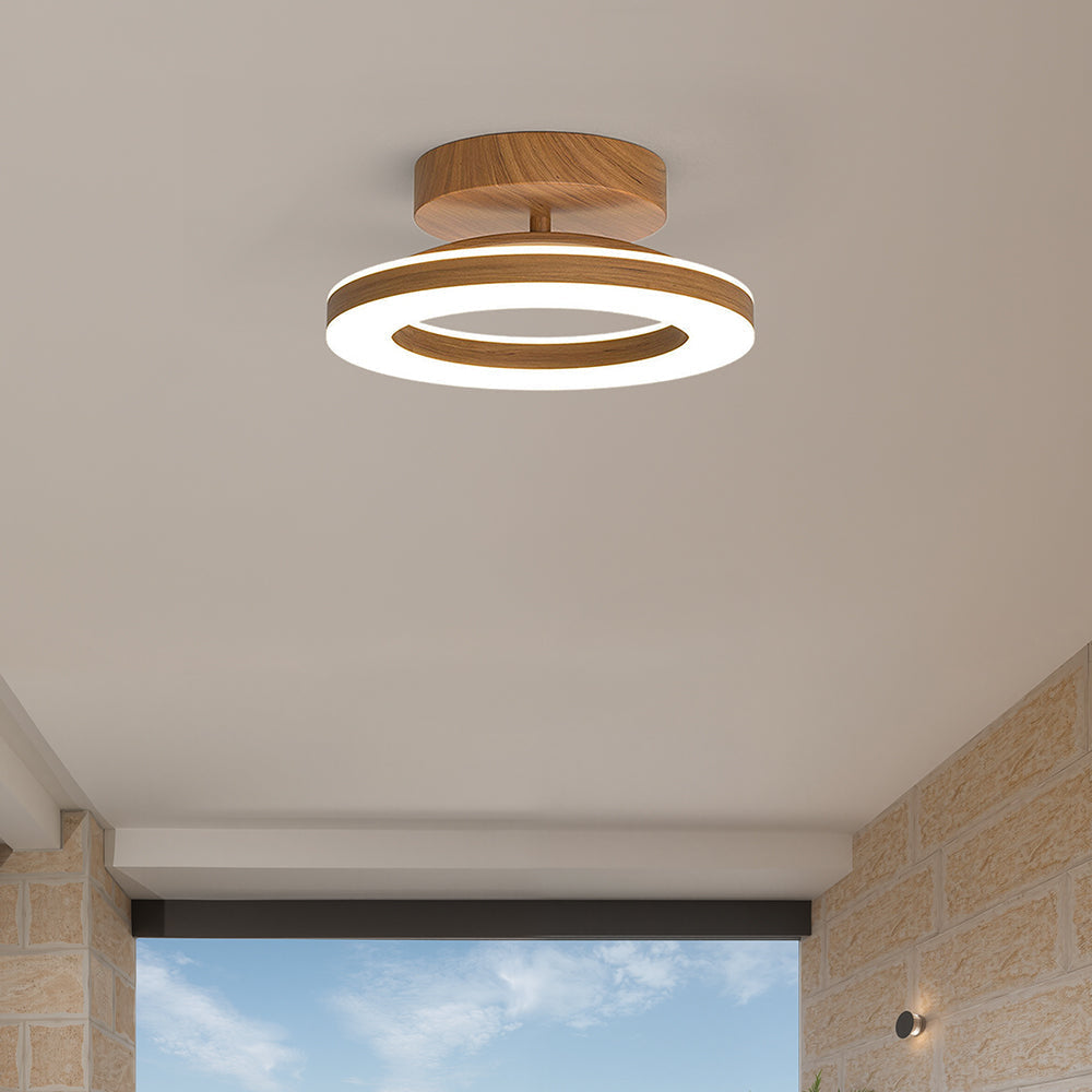 Annelis - LED Deckenlampe Offener Ring mit Holzrahmen