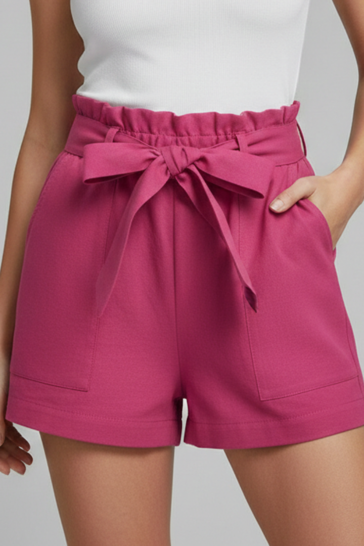 Hohe Taille Shorts mit Bindegürtel für Damen – Elegante Sommer Shorts mit Taschen & Komfortabler Passform