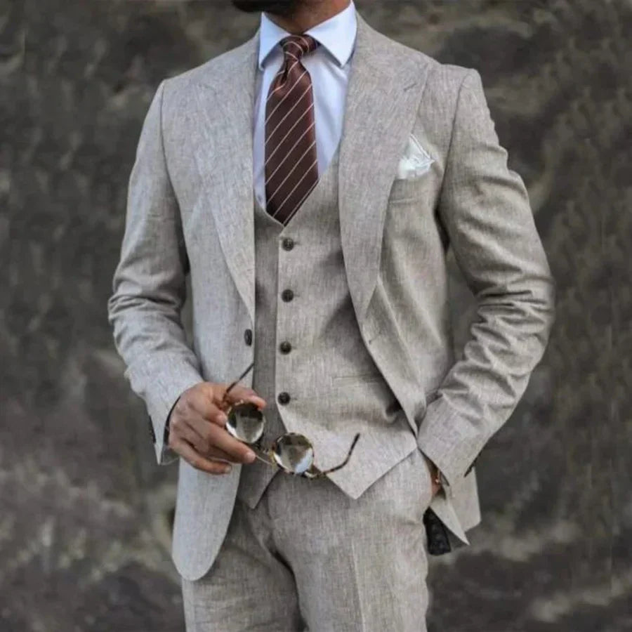 Eleganter 3-Teile Slim Fit Anzug – Moderner Business & Hochzeitsanzug für Herren