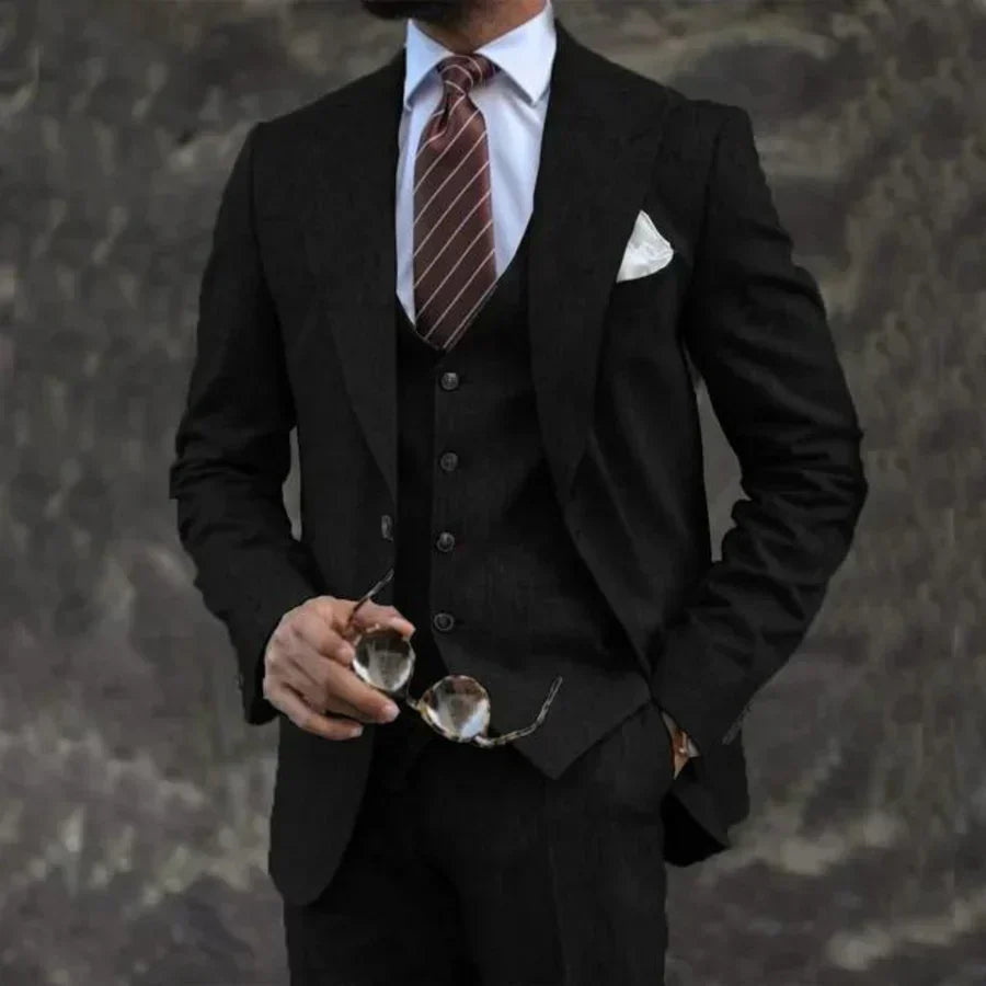 Eleganter 3-Teile Slim Fit Anzug – Moderner Business & Hochzeitsanzug für Herren