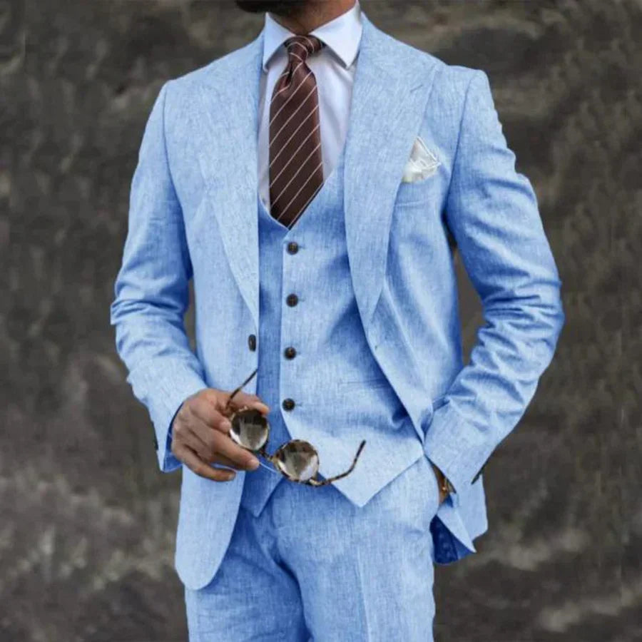 Eleganter 3-Teile Slim Fit Anzug – Moderner Business & Hochzeitsanzug für Herren