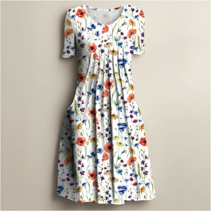 Leichtes Blumen Sommerkleid mit Taschen – Lockeres Freizeitkleid für Damen