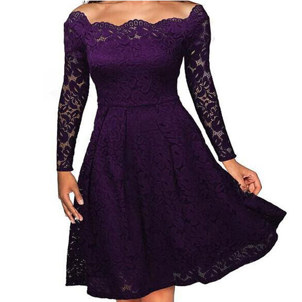 Luminelle - Langärmliges Kleid mit Spitzenkragen und schulterfreien Ärmeln