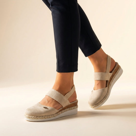 Bequeme Keilabsatz-Sandalen für Damen – Orthopädische Sommerschuhe mit Elastikriemen & Espadrille-Sohle
