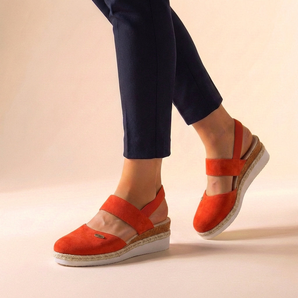 Bequeme Keilabsatz-Sandalen für Damen – Orthopädische Sommerschuhe mit Elastikriemen & Espadrille-Sohle