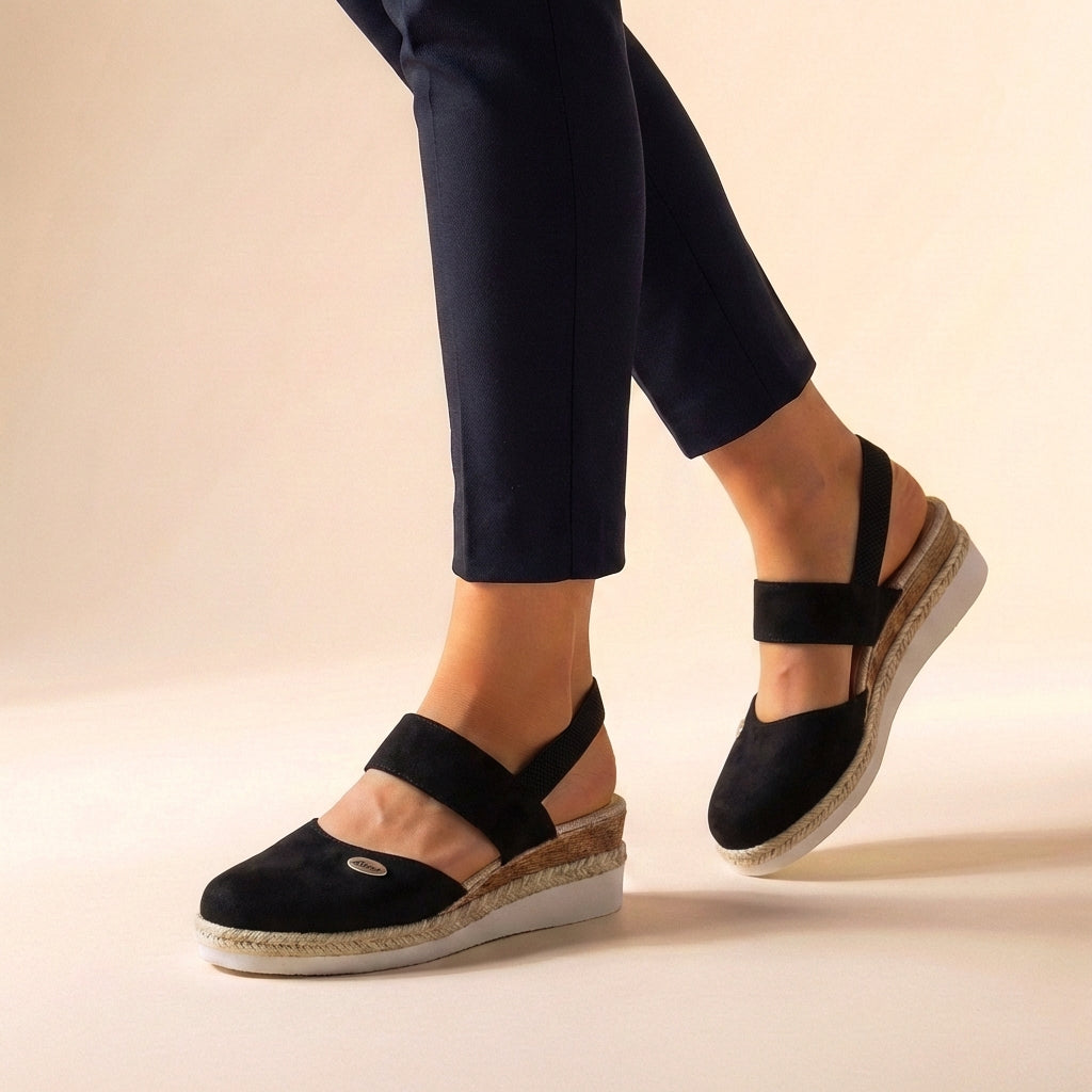 Bequeme Keilabsatz-Sandalen für Damen – Orthopädische Sommerschuhe mit Elastikriemen & Espadrille-Sohle