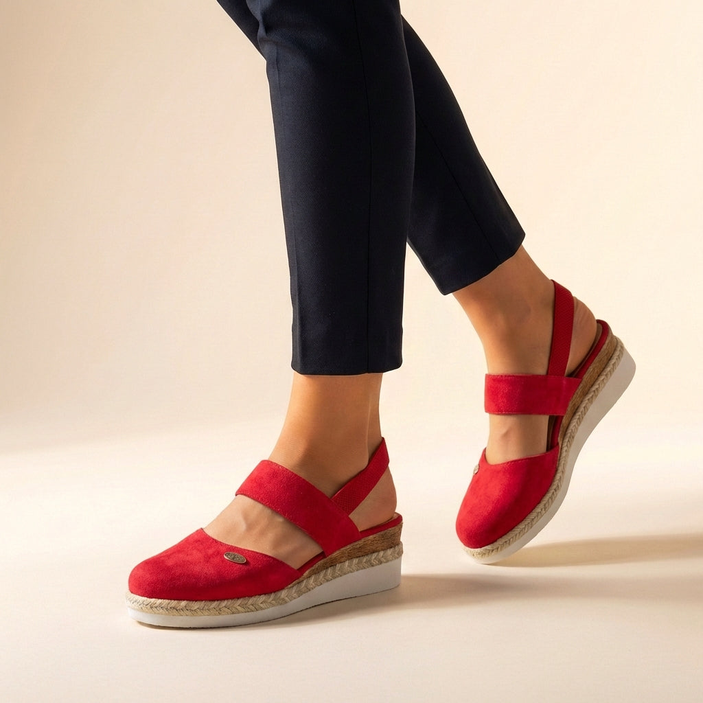 Bequeme Keilabsatz-Sandalen für Damen – Orthopädische Sommerschuhe mit Elastikriemen & Espadrille-Sohle