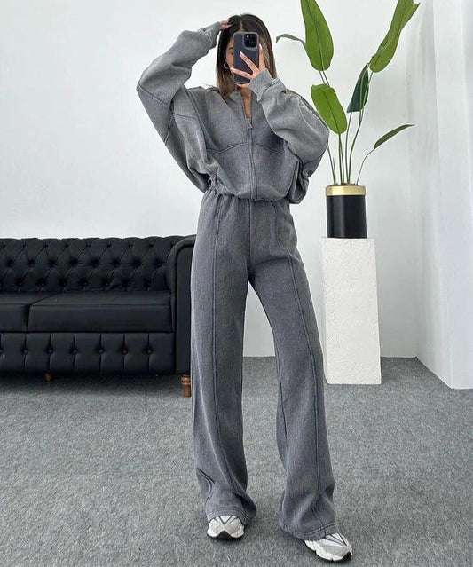Séraphine - Damen Sweatanzug Elengate Komfortabel mit Hoher Taille und Weitärmel-Jacke