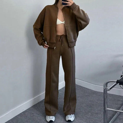 Séraphine - Damen Sweatanzug Elengate Komfortabel mit Hoher Taille und Weitärmel-Jacke
