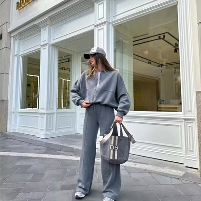 Séraphine - Damen Sweatanzug Elengate Komfortabel mit Hoher Taille und Weitärmel-Jacke