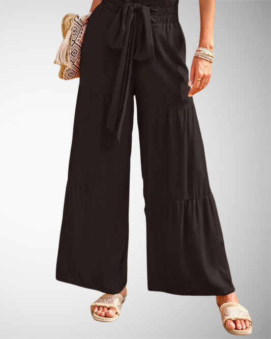 Lina - Weite Hochtaillierte Hose Frühling-Sommer Elegant und Lässig mit Falten und Bindegürtel