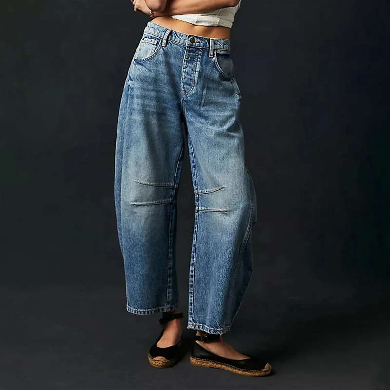 Lässige Damen Jeans mit weitem Bein & High-Waist – Bequeme Loose-Fit Denim Hose