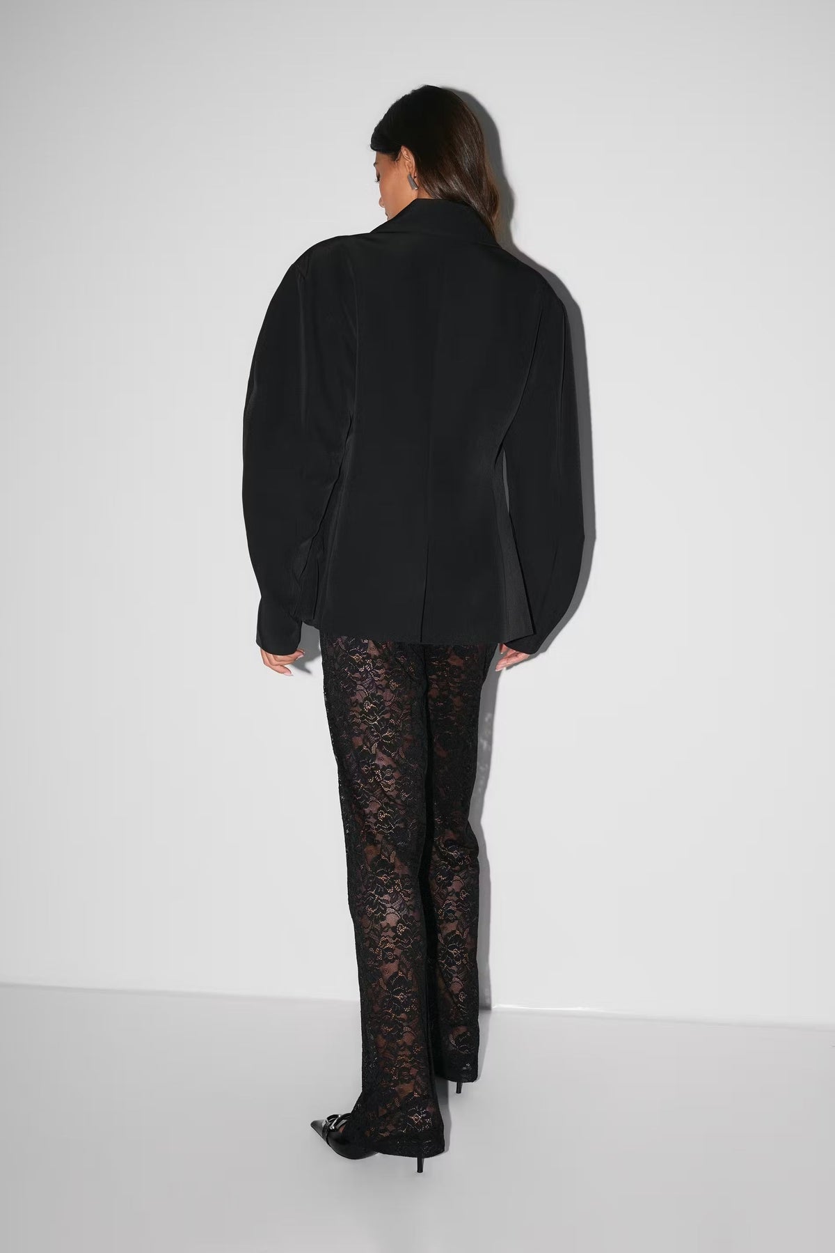 Mirazelle - Langer Damenhose mit transparenter floraler Spitzenüberlage