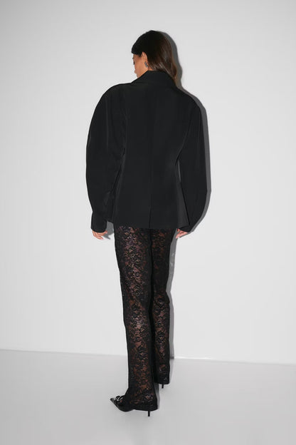 Mirazelle - Langer Damenhose mit transparenter floraler Spitzenüberlage
