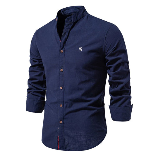 Stehkragen Hemd – Elegantes Slim Fit Freizeit & Business Shirt für Herren