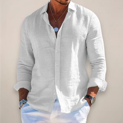 Leichtes Leinenhemd mit Knopfleiste & atmungsaktivem Stoff für Herren – Elegantes Sommerhemd mit Relaxed Fit