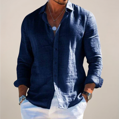 Leichtes Leinenhemd mit Knopfleiste & atmungsaktivem Stoff für Herren – Elegantes Sommerhemd mit Relaxed Fit