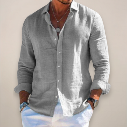 Leichtes Leinenhemd mit Knopfleiste & atmungsaktivem Stoff für Herren – Elegantes Sommerhemd mit Relaxed Fit