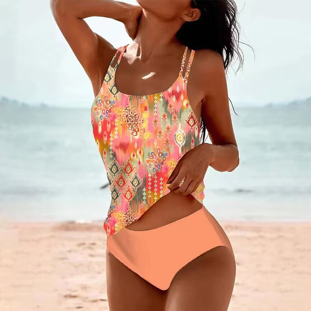 Boho Tankini Set für Damen – Figurformender Badeanzug mit Ethno-Print