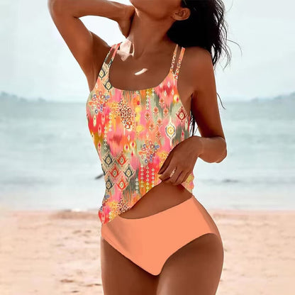 Boho Tankini Set für Damen – Figurformender Badeanzug mit Ethno-Print