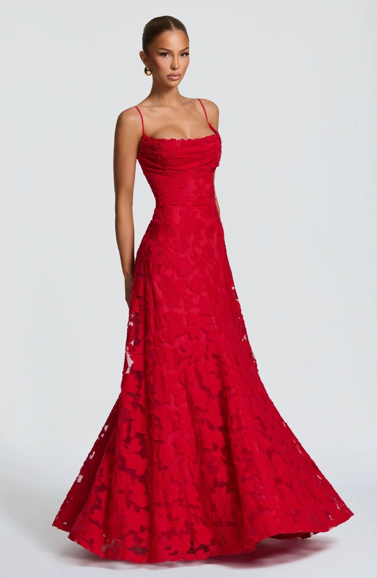 Elegantes Spitzen-Maxikleid für Damen – Ärmelloses Abendkleid mit floraler Spitze