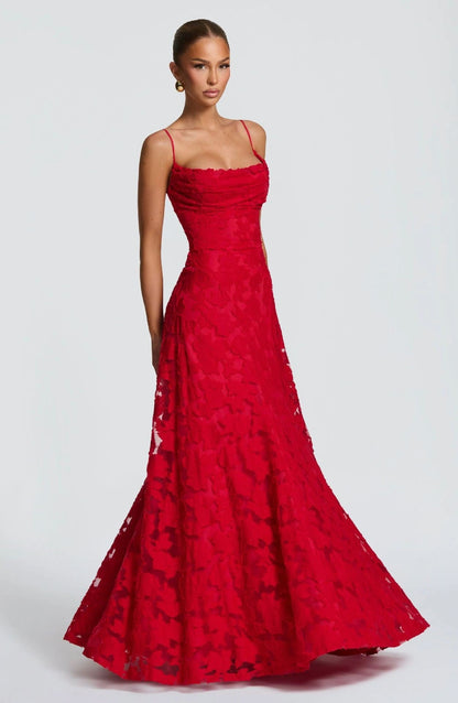 Elegantes Spitzen-Maxikleid für Damen – Ärmelloses Abendkleid mit floraler Spitze