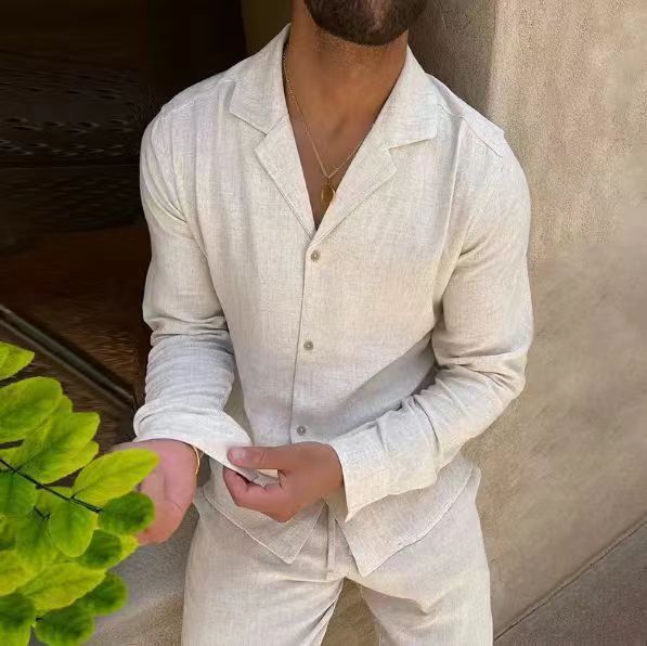 Elegantes Zweiteiler Set für Herren – Lockeres Freizeit Outfit mit Hemd & Hose