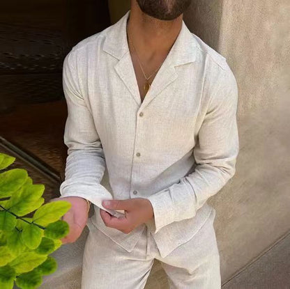 Elegantes Zweiteiler Set für Herren – Lockeres Freizeit Outfit mit Hemd & Hose